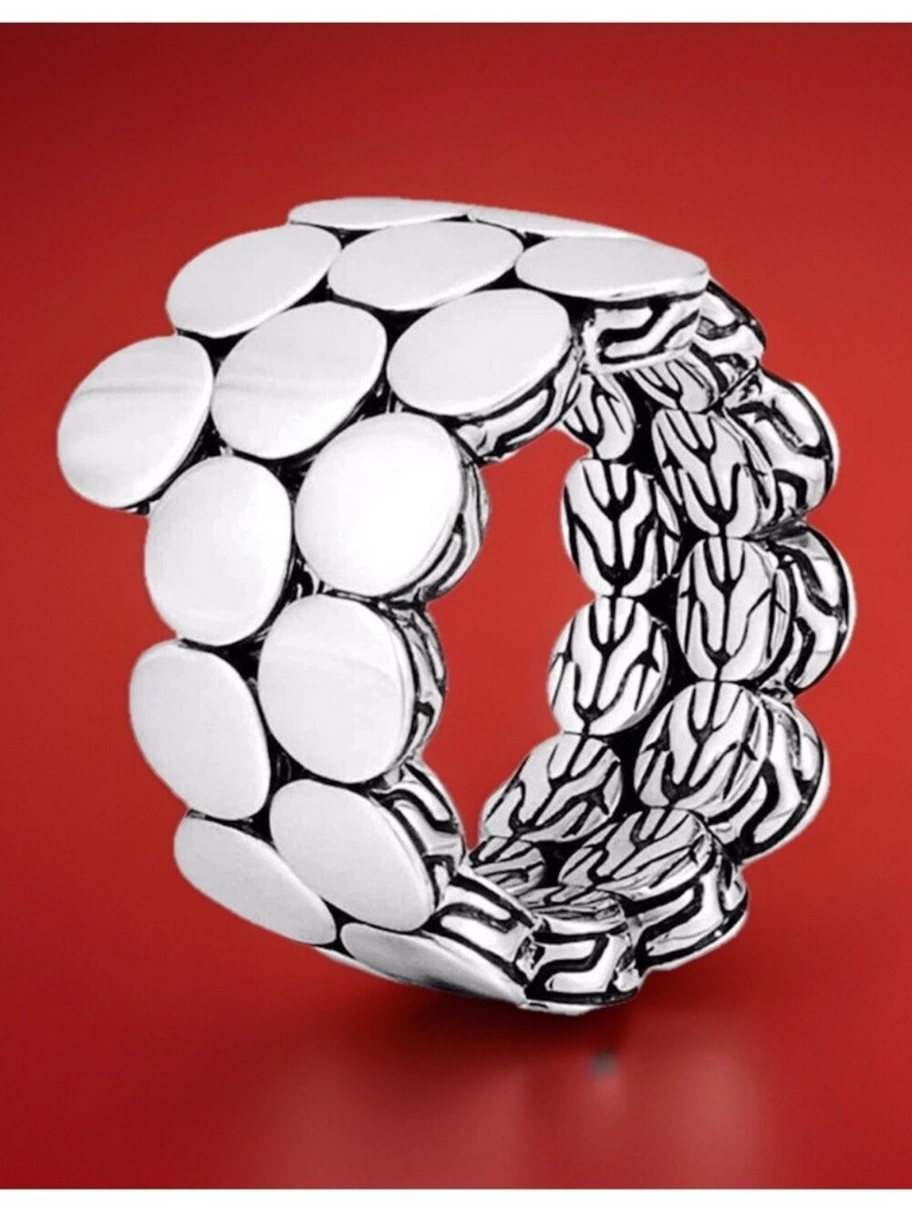 John Hardy Sterling Silver 925 Dot Double Coil Ring Size 7.